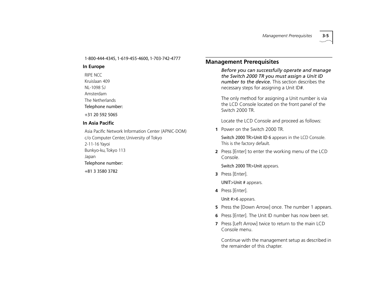 Management prerequisites, Management prerequisites 3-5 | 3Com TR User Manual | Page 41 / 126