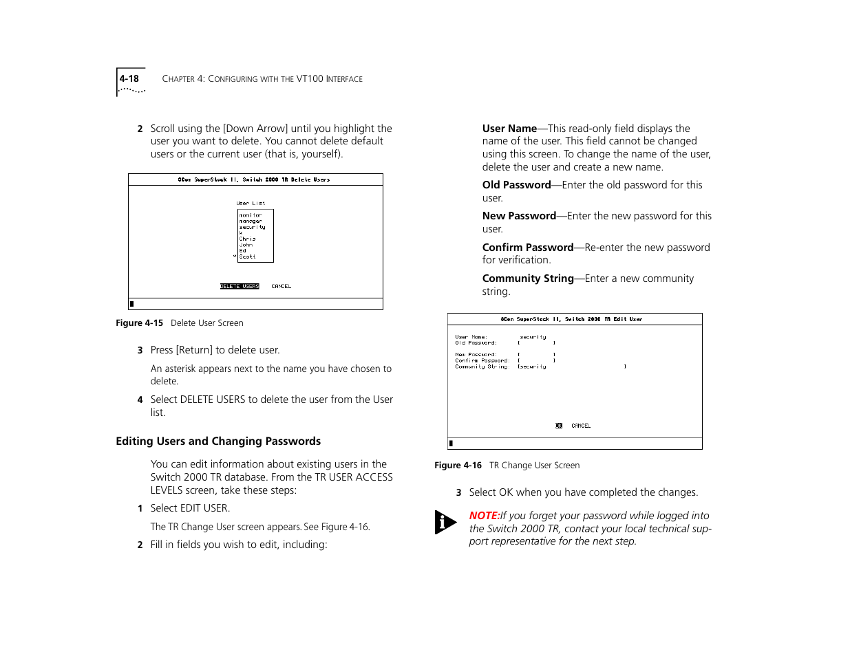 Editing users and changing passwords, Editing users and changing passwords 4-18 | 3Com TR User Manual | Page 76 / 126