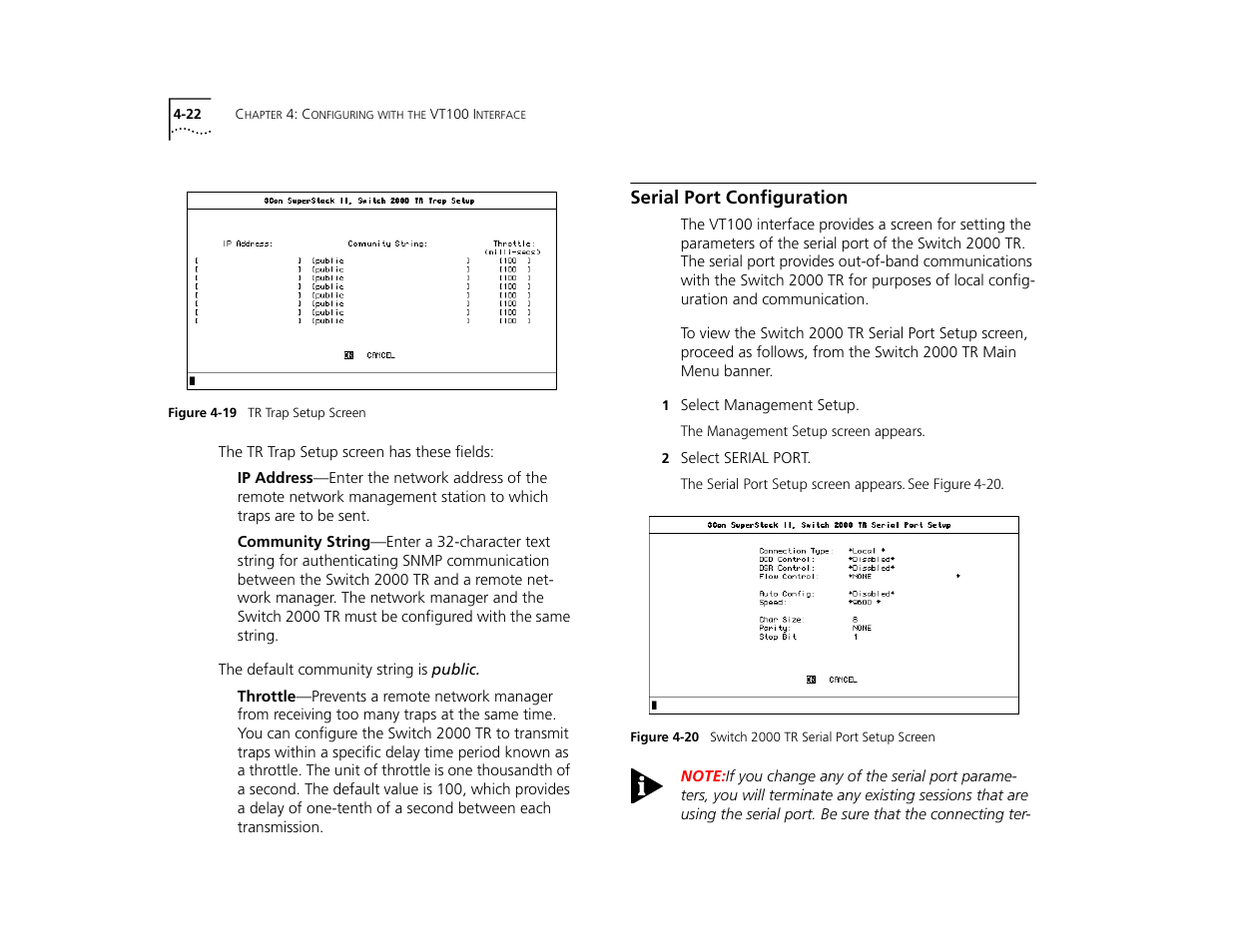 Serial port configuration, Serial port configuration 4-22 | 3Com TR User Manual | Page 80 / 126