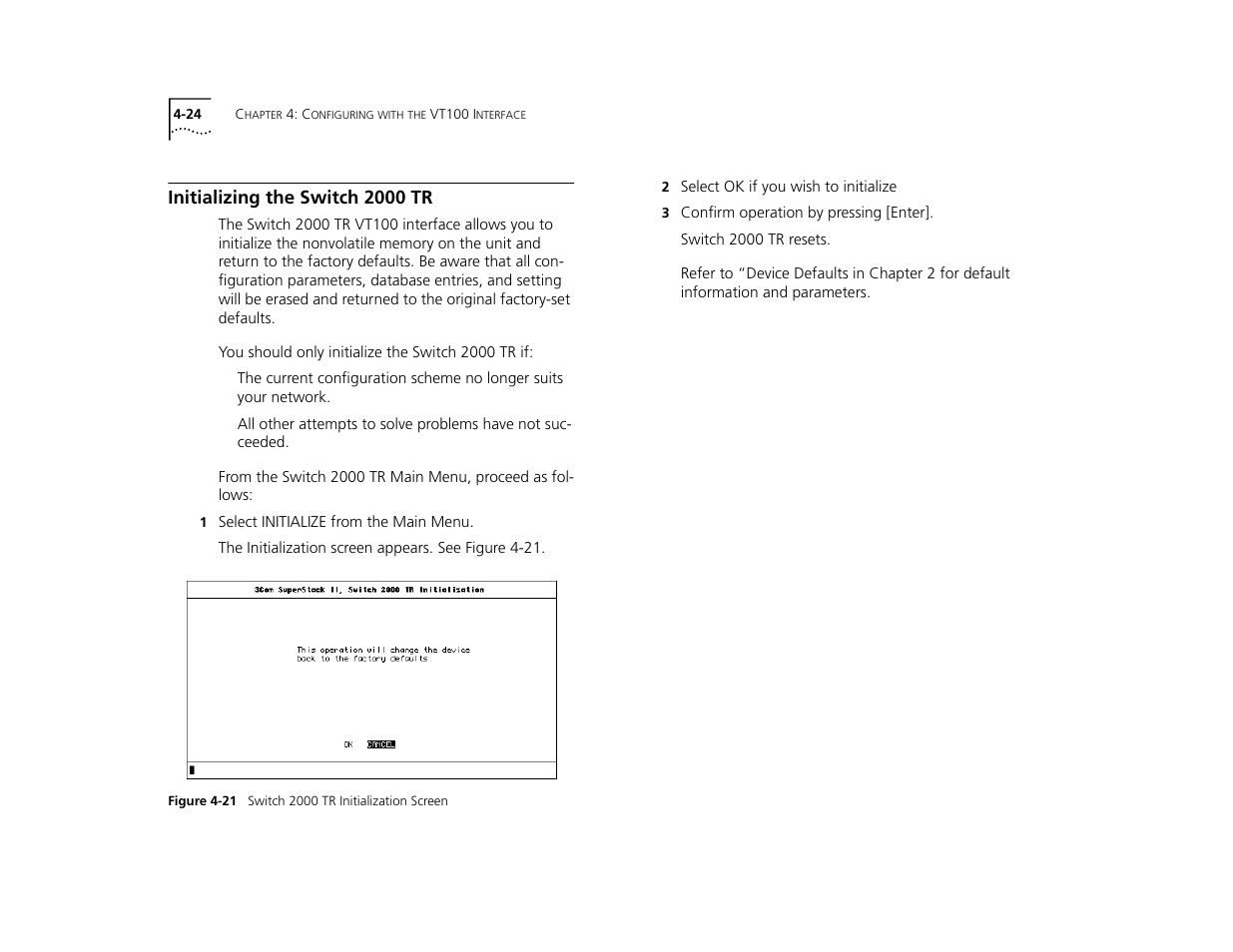 Initializing the switch 2000 tr | 3Com TR User Manual | Page 82 / 126