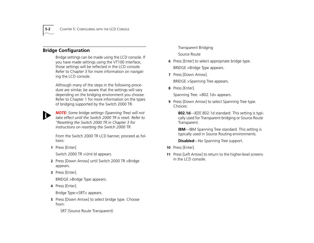 Bridge configuration, Bridge configuration 5-2 | 3Com TR User Manual | Page 84 / 126