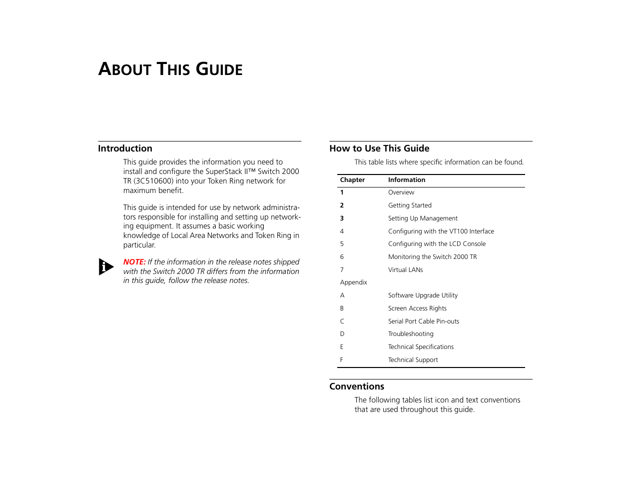About this guide, Introduction, How to use this guide | Conventions, Bout, Uide, Introduction 1, How to use this guide 1, Conventions 1 | 3Com TR User Manual | Page 9 / 126