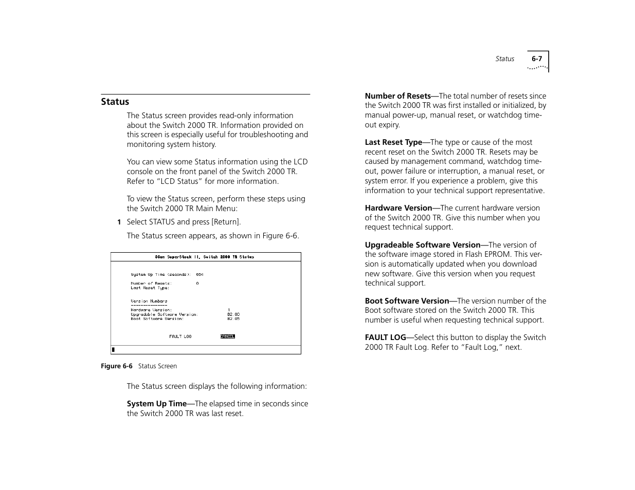 Status, Status 6-7 | 3Com TR User Manual | Page 95 / 126
