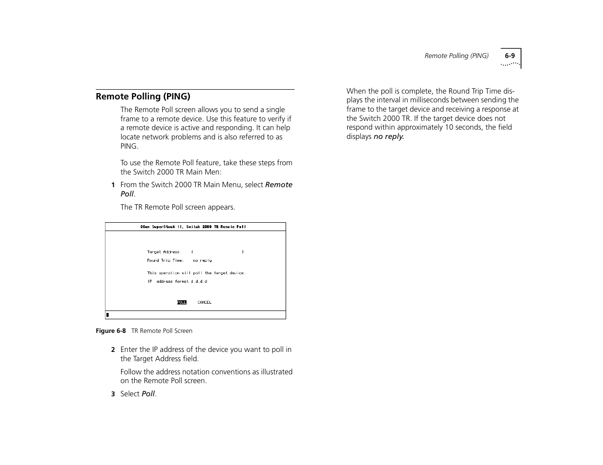 Remote polling (ping), Remote polling (ping) 6-9 | 3Com TR User Manual | Page 97 / 126