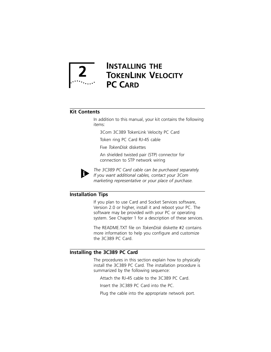 Pc c, Nstalling, Oken | Elocity | 3Com 3C389 User Manual | Page 20 / 86