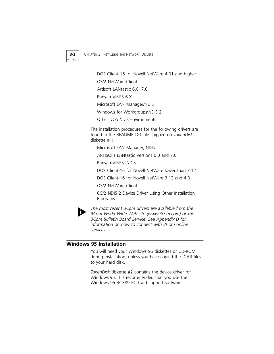 Windows 95 installation | 3Com 3C389 User Manual | Page 26 / 86