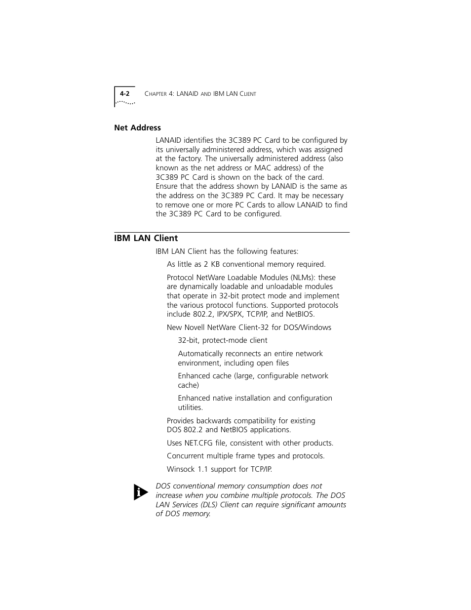 Ibm lan client, Net address | 3Com 3C389 User Manual | Page 41 / 86