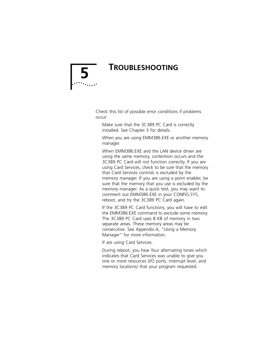 Roubleshooting | 3Com 3C389 User Manual | Page 48 / 86