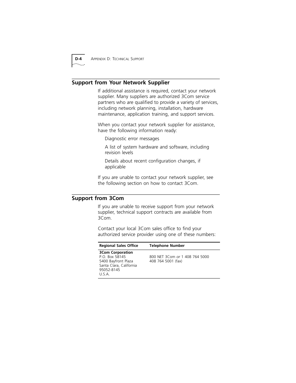 Support from your network supplier, Support from 3com | 3Com 3C389 User Manual | Page 78 / 86