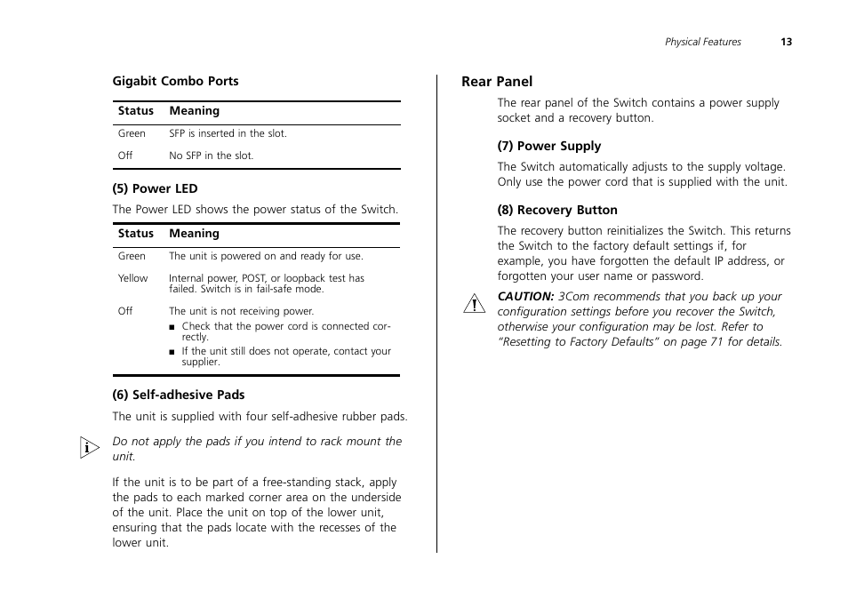 Rear panel, D “rear panel | 3Com 2226 PLUS User Manual | Page 13 / 92