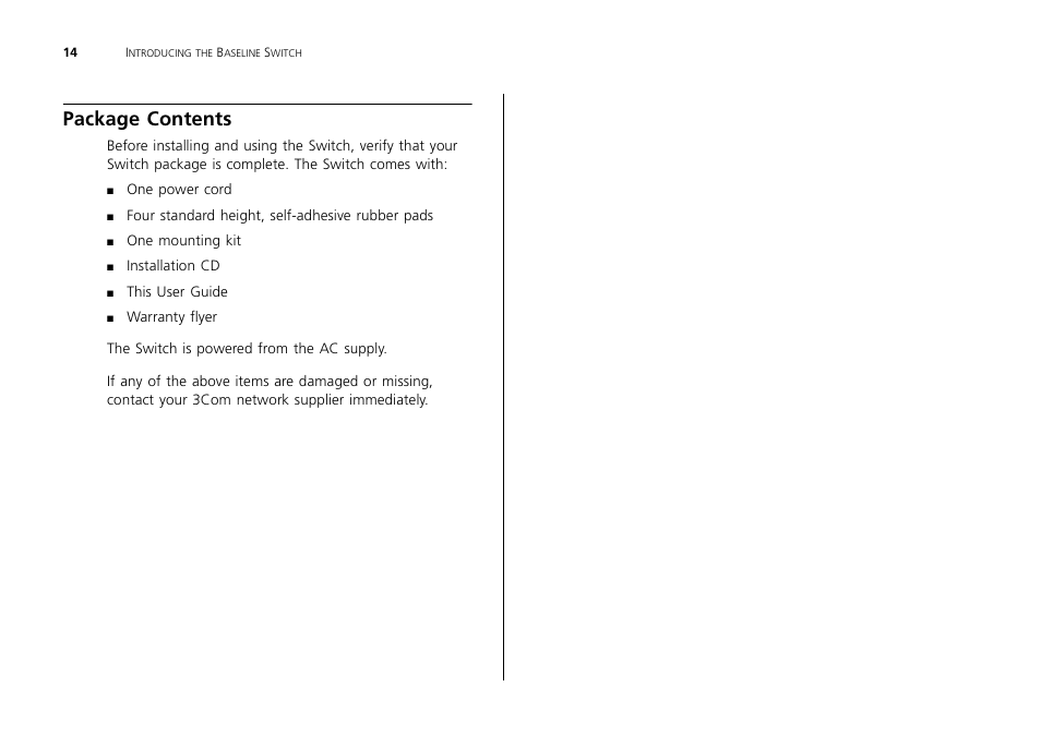 Package contents | 3Com 2226 PLUS User Manual | Page 14 / 92