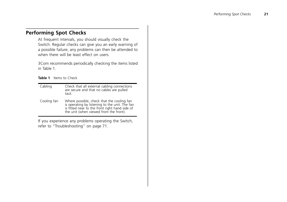Performing spot checks | 3Com 2226 PLUS User Manual | Page 21 / 92