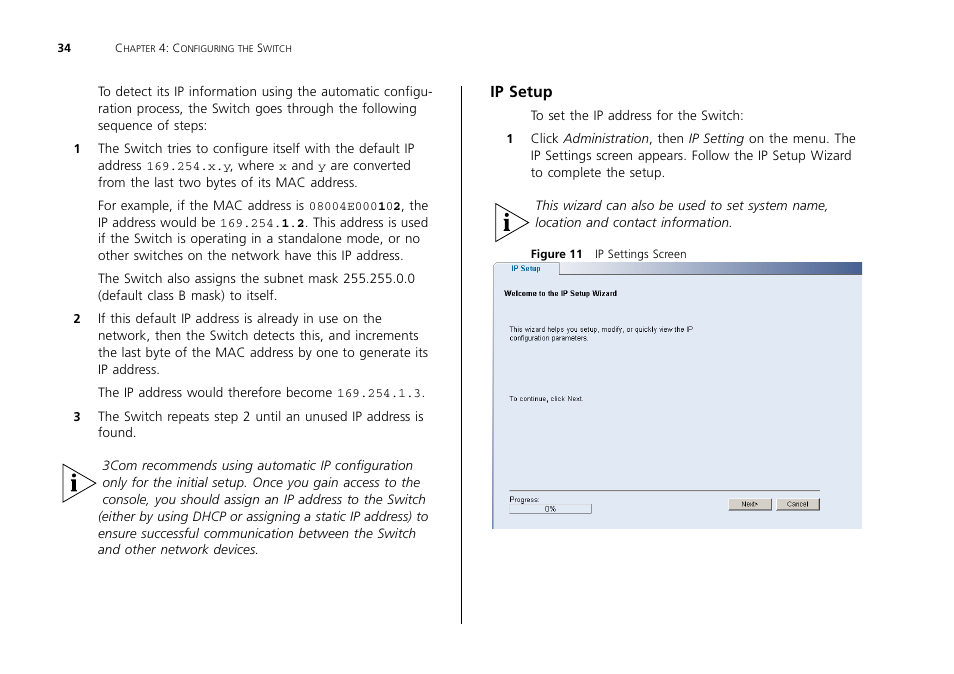 Ip setup | 3Com 2226 PLUS User Manual | Page 34 / 92