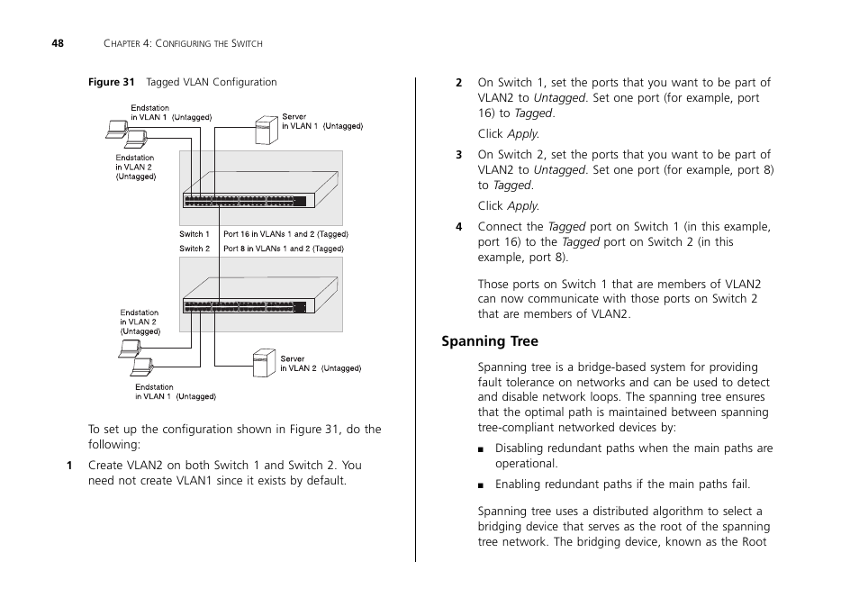 Spanning tree | 3Com 2226 PLUS User Manual | Page 48 / 92