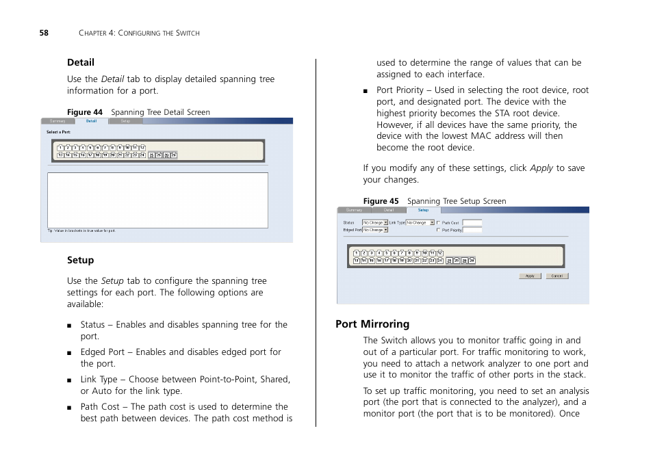 Port mirroring | 3Com 2226 PLUS User Manual | Page 58 / 92