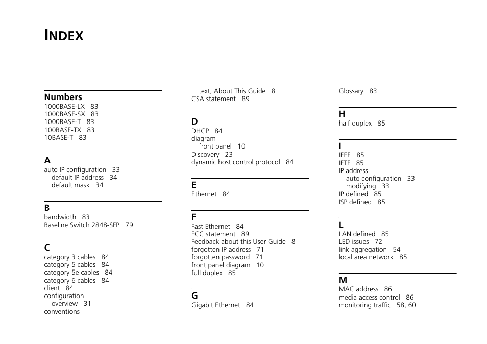 Index, Ndex | 3Com 2226 PLUS User Manual | Page 91 / 92