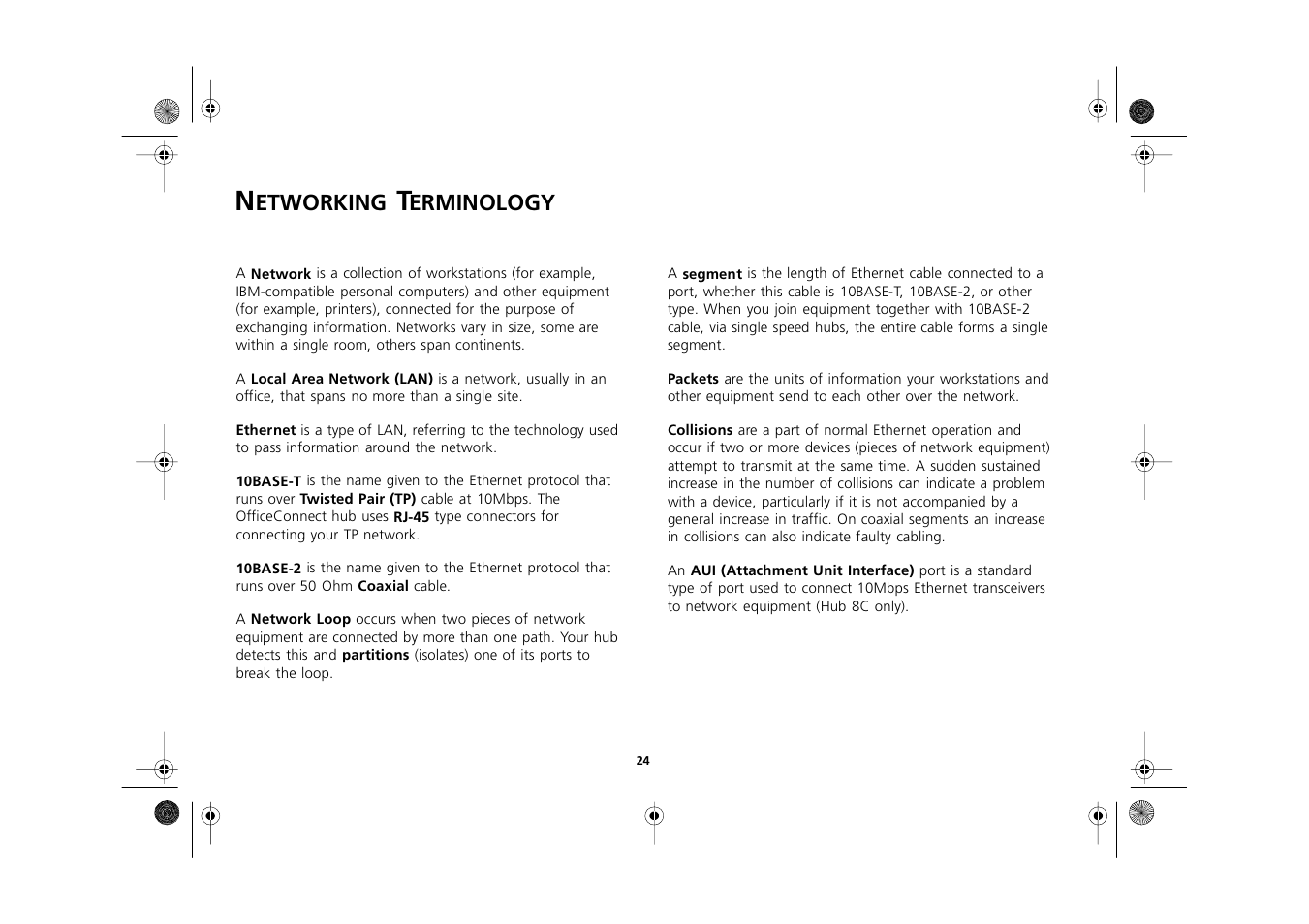 Networking terminology, Networking terminology 24, Etworking | Erminology | 3Com 3C16700A User Manual | Page 24 / 40