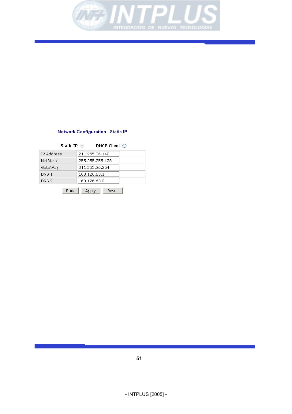 Network configuration | 3Com Network Video Server FlexWATCH 3110 User Manual | Page 51 / 105