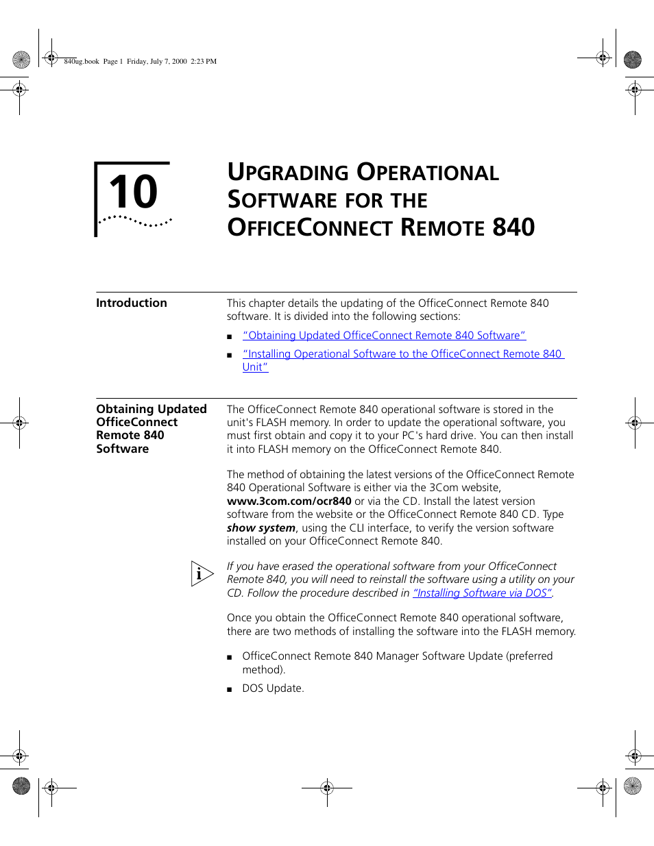 Introduction, Pgrading, Perational | Oftware, Ffice, Onnect, Emote | 3Com 3C840 User Manual | Page 115 / 222
