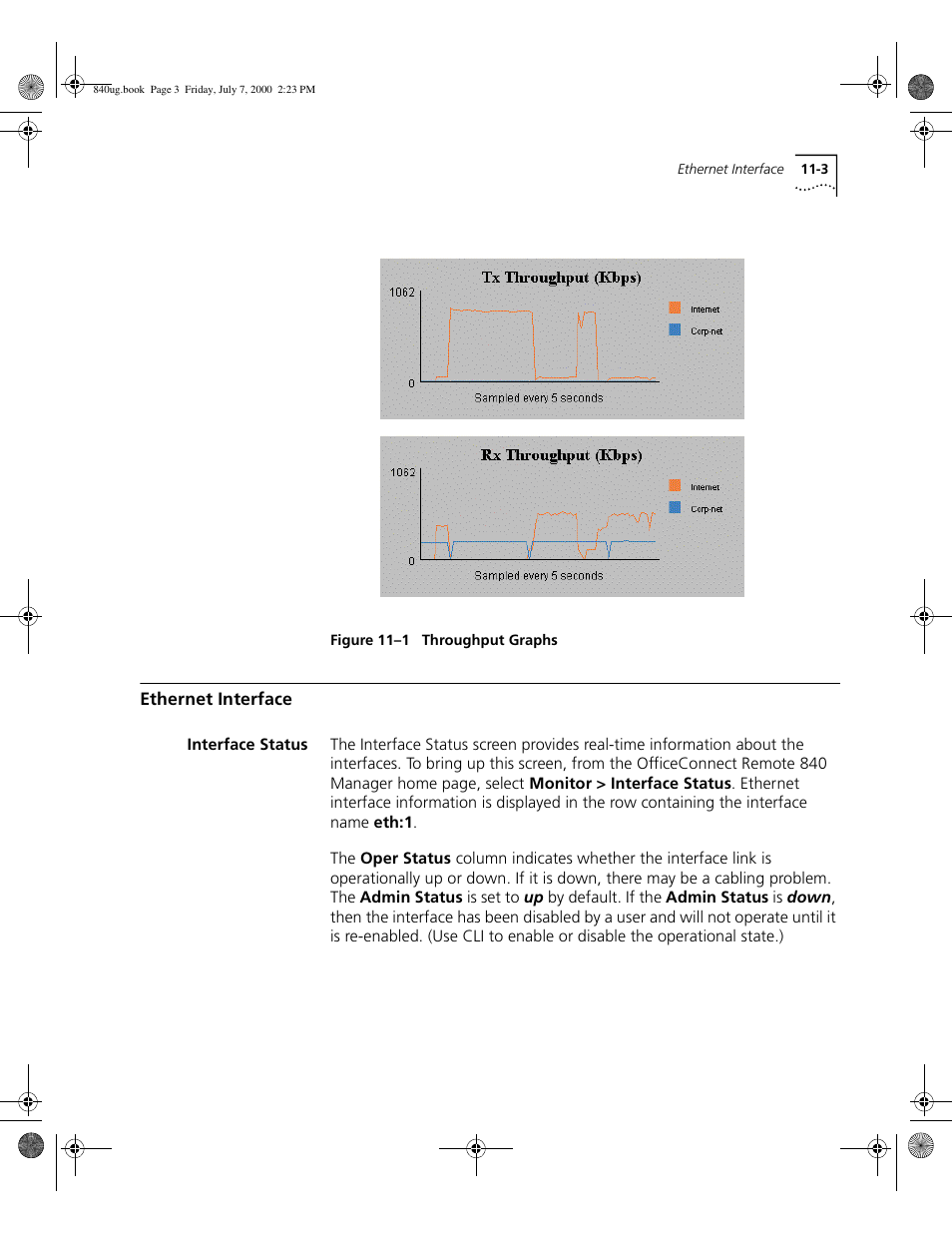 Ethernet interface, Interface status | 3Com 3C840 User Manual | Page 121 / 222