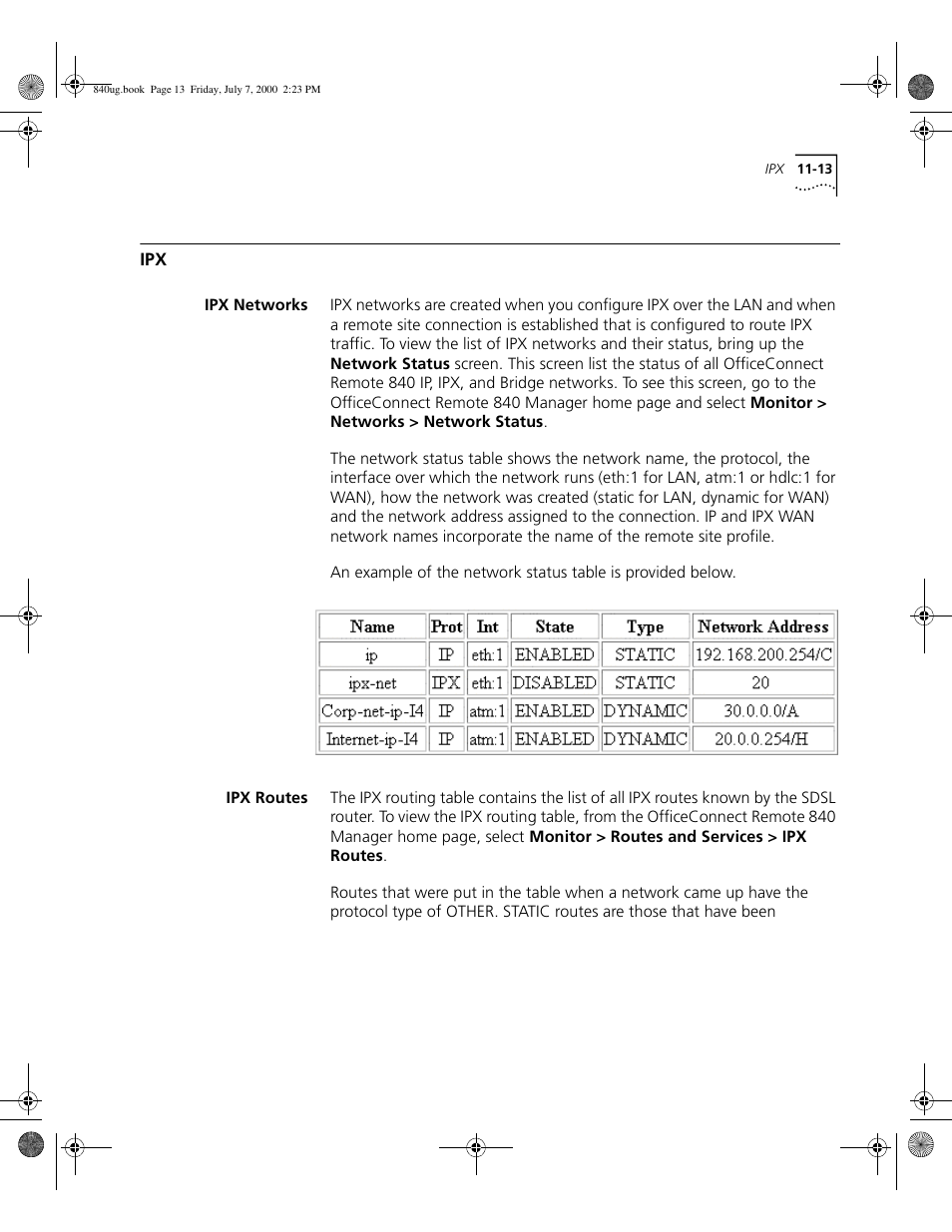 Ipx networks, Ipx routes | 3Com 3C840 User Manual | Page 131 / 222