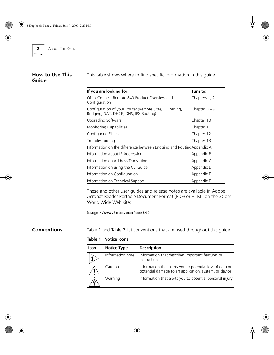 How to use this guide, Conventions | 3Com 3C840 User Manual | Page 16 / 222