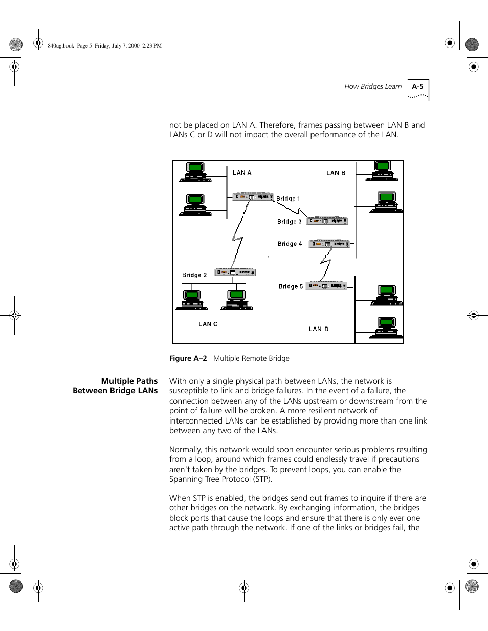 Multiple paths between bridge lans, A -5 | 3Com 3C840 User Manual | Page 167 / 222