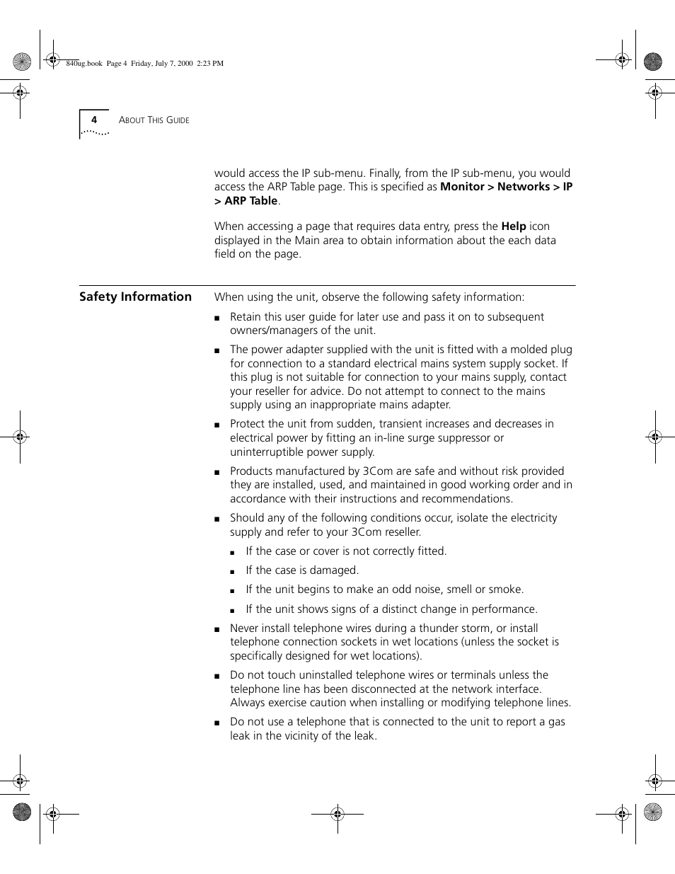Safety information | 3Com 3C840 User Manual | Page 18 / 222