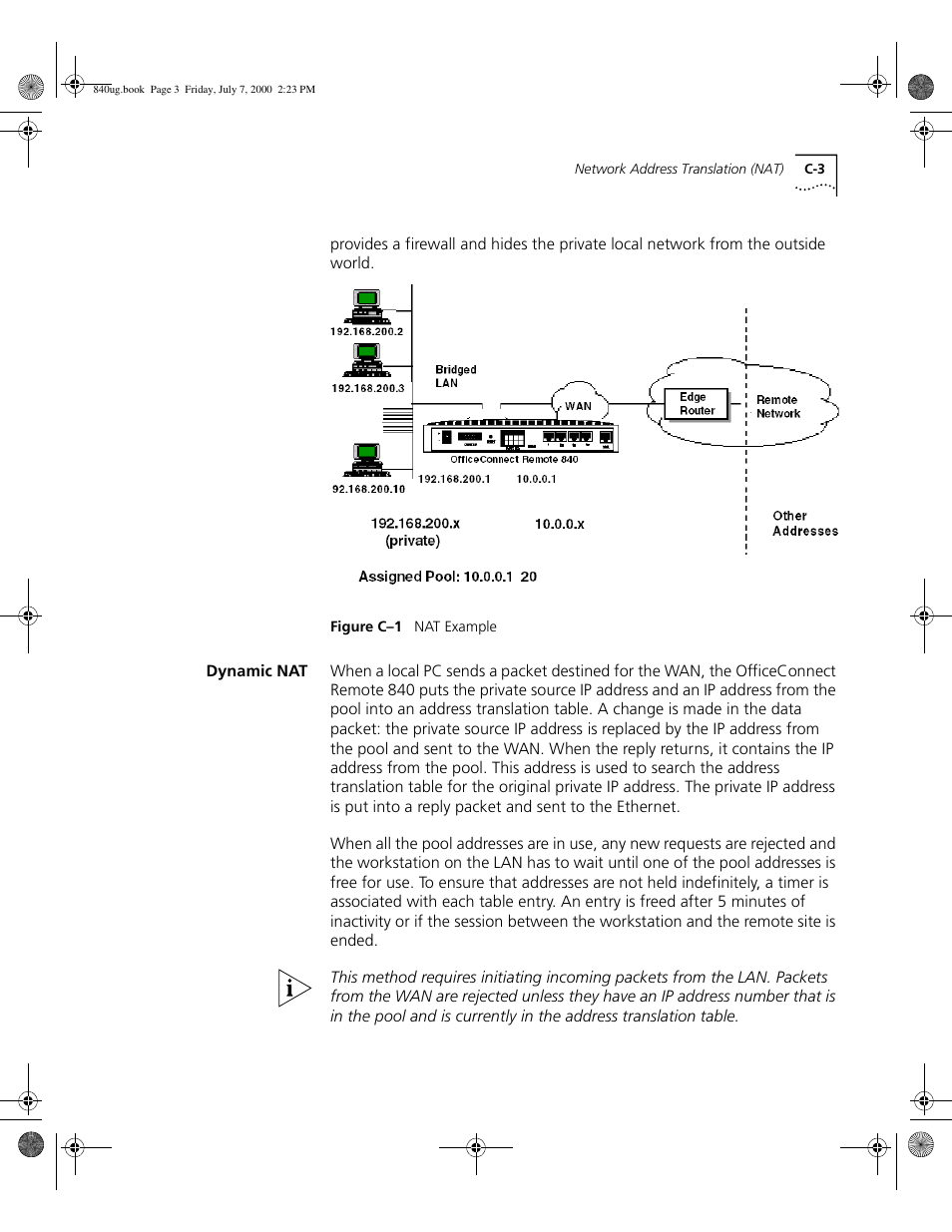 Dynamic nat, C -3 | 3Com 3C840 User Manual | Page 185 / 222