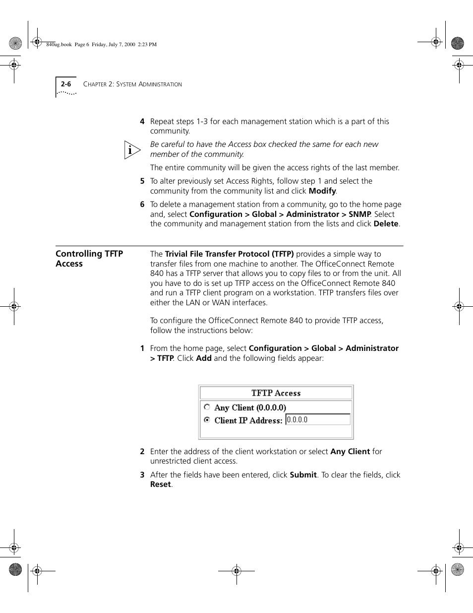 Controlling tftp access | 3Com 3C840 User Manual | Page 44 / 222