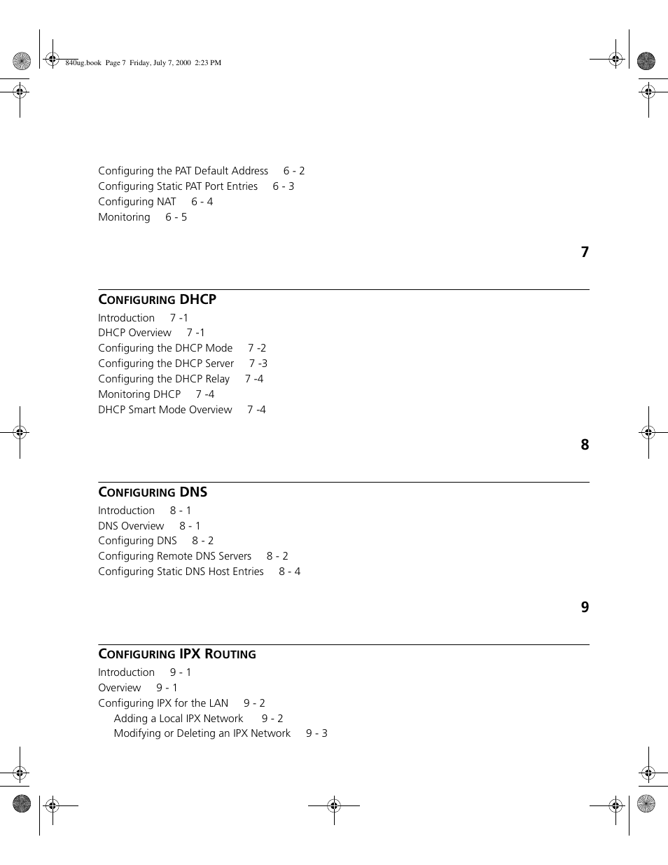 Dhcp, Ipx r | 3Com 3C840 User Manual | Page 7 / 222