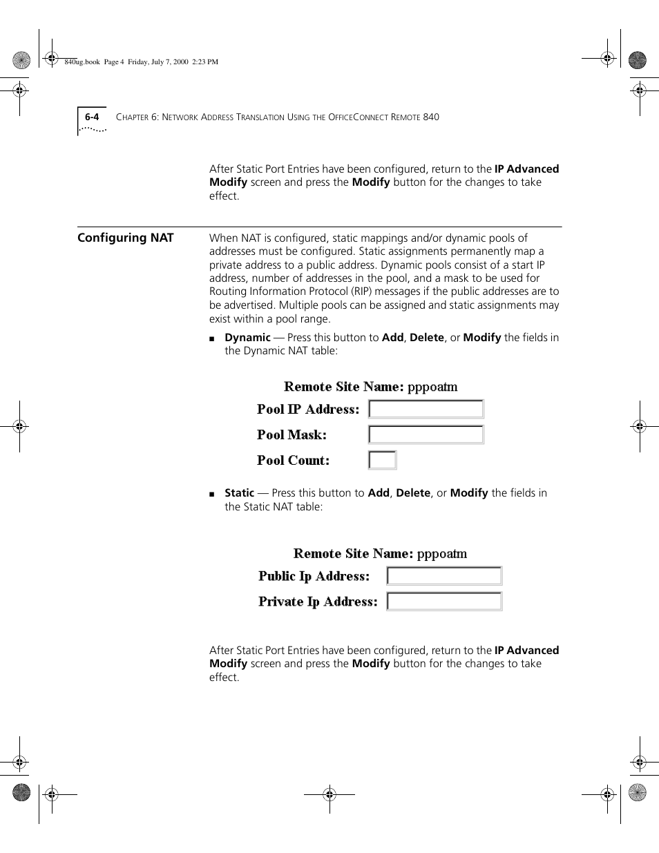 Configuring nat | 3Com 3C840 User Manual | Page 88 / 222