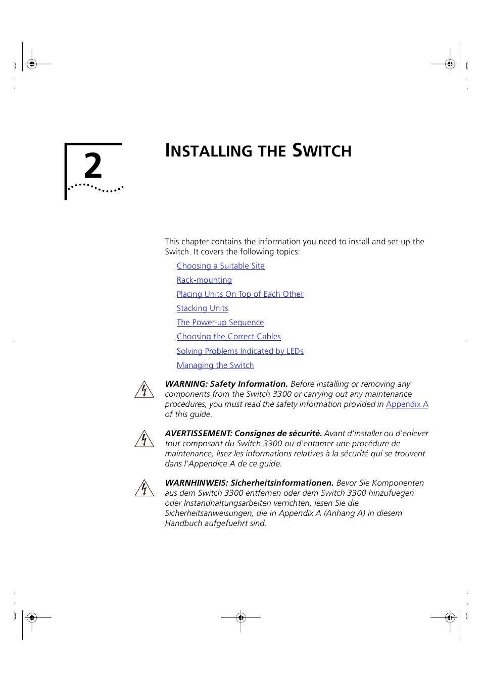Installing the switch, Nstalling, Witch | 3Com 3C16980 User Manual | Page 23 / 62