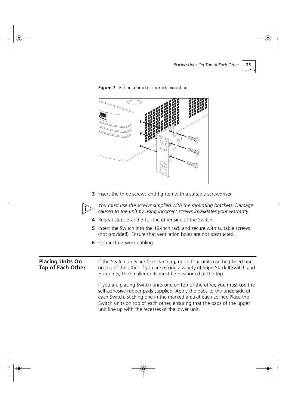 Placing units on top of each other, Figure 7 | 3Com 3C16980 User Manual | Page 25 / 62