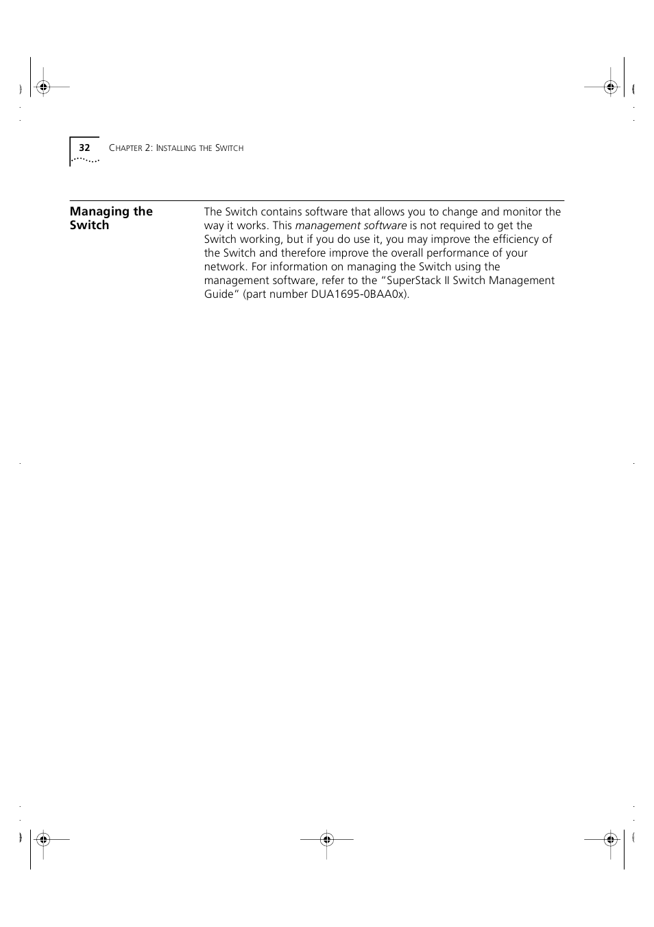 Managing the switch, Managing the, Switch | 3Com 3C16980 User Manual | Page 32 / 62