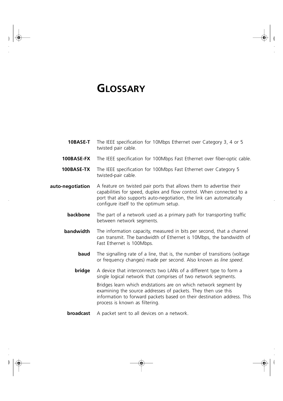 Glossary, Lossary | 3Com 3C16980 User Manual | Page 51 / 62