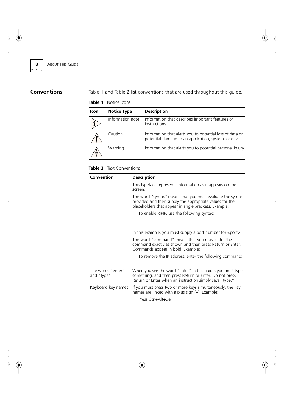 Conventions | 3Com 3C16980 User Manual | Page 8 / 62