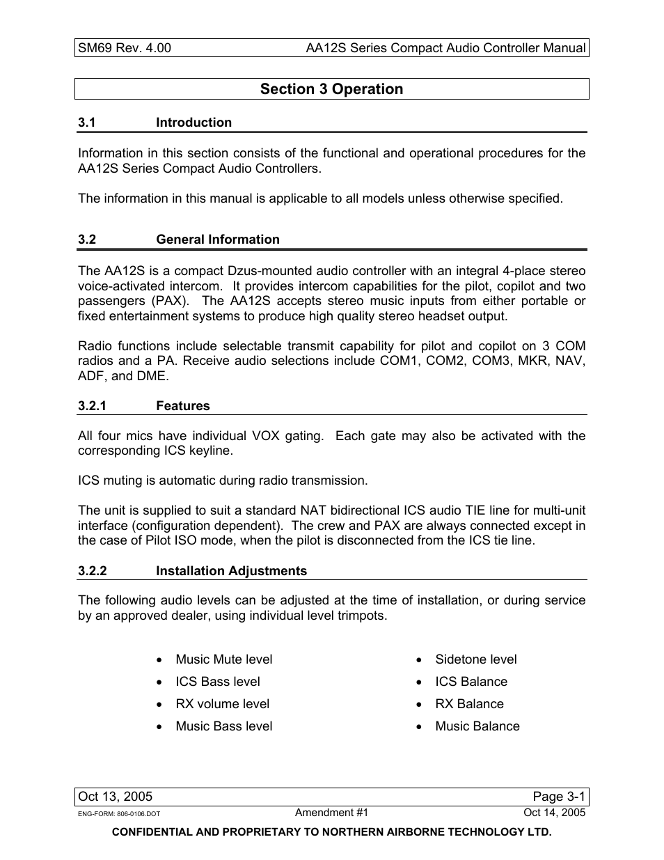 Operation, 1 introduction, 2 general information | 1 features, 2 installation adjustments | NAT SM69 AA12S Series User Manual | Page 29 / 34