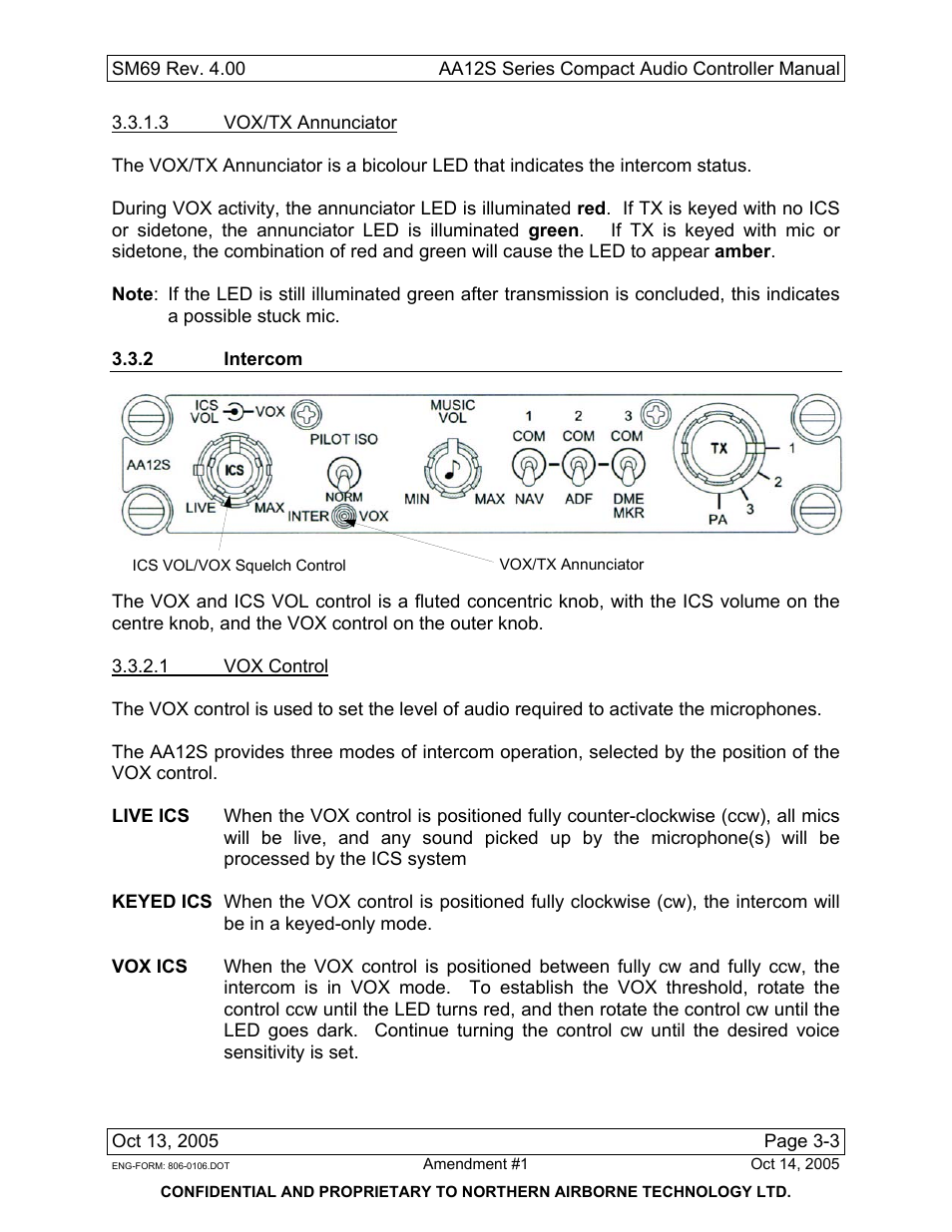 3 vox/tx annunciator, 2 intercom, 1 vox control | NAT SM69 AA12S Series User Manual | Page 31 / 34