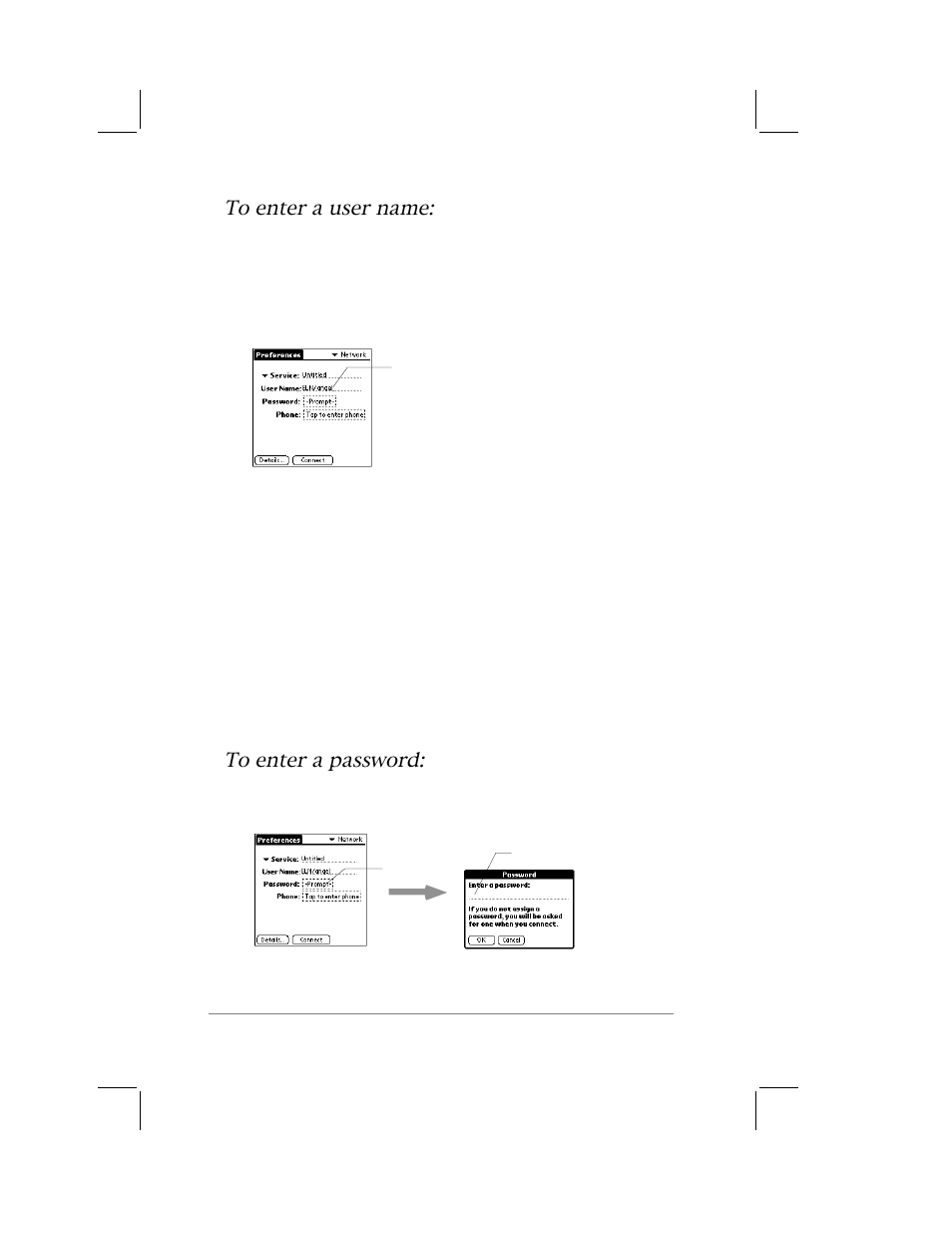 Entering a password | 3Com PalmPilot User Manual | Page 44 / 75