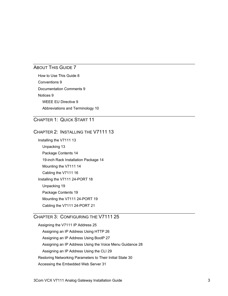 Ontents | 3Com V7111 User Manual | Page 3 / 71