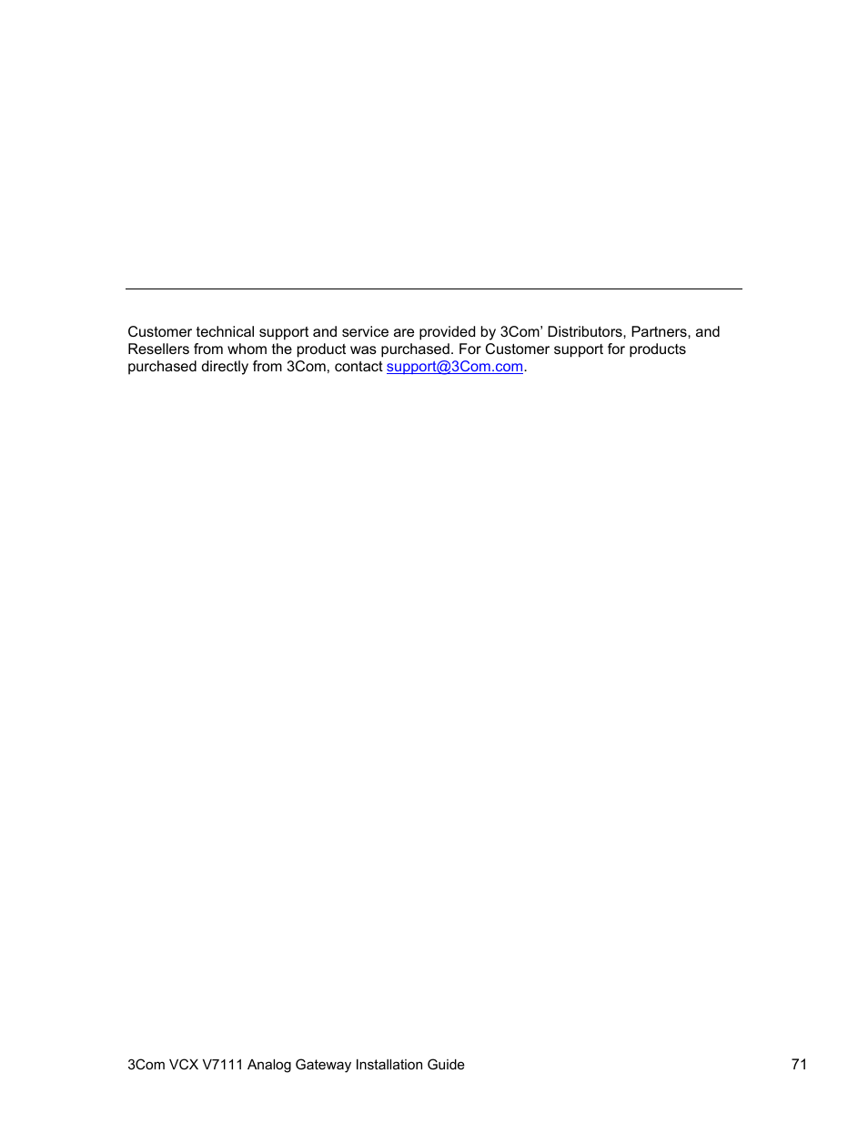 Obtaining support for your 3com product, Customer support, Obtaining support for your product | For how to register yo | 3Com V7111 User Manual | Page 71 / 71