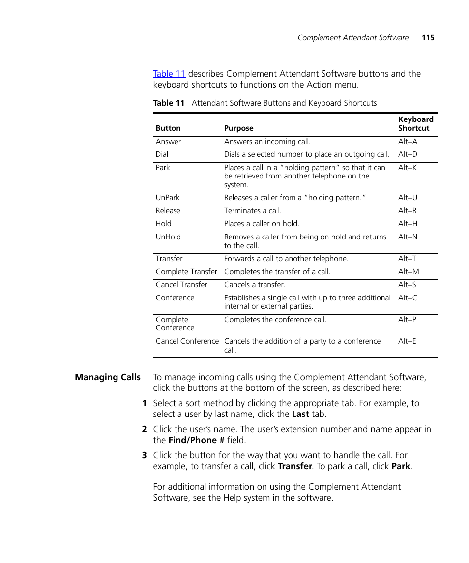Managing calls | 3Com NBX 900-0208 User Manual | Page 115 / 130