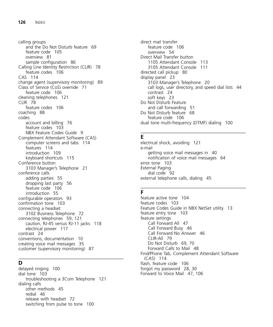 3Com NBX 900-0208 User Manual | Page 126 / 130