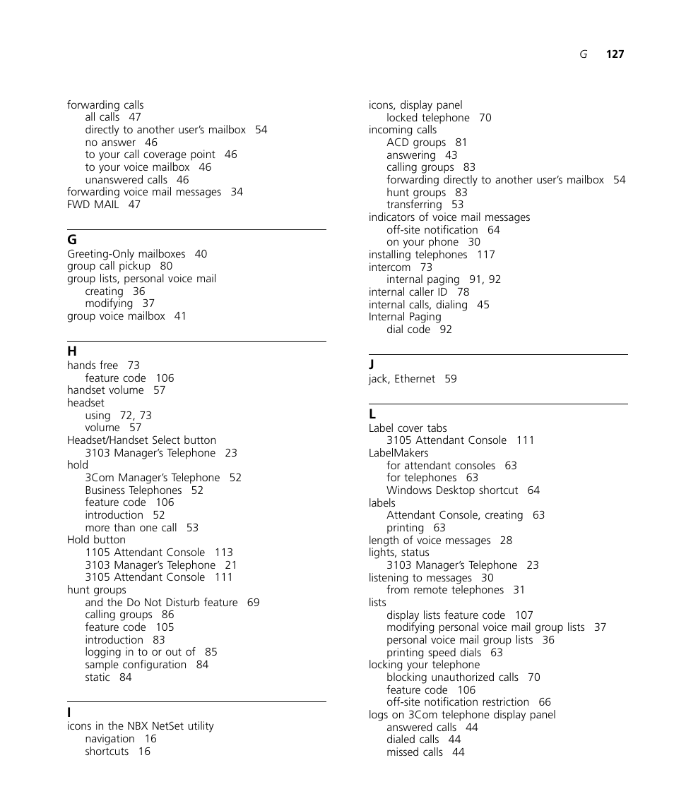 3Com NBX 900-0208 User Manual | Page 127 / 130