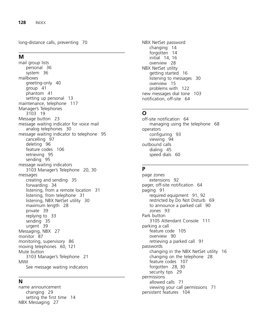 3Com NBX 900-0208 User Manual | Page 128 / 130