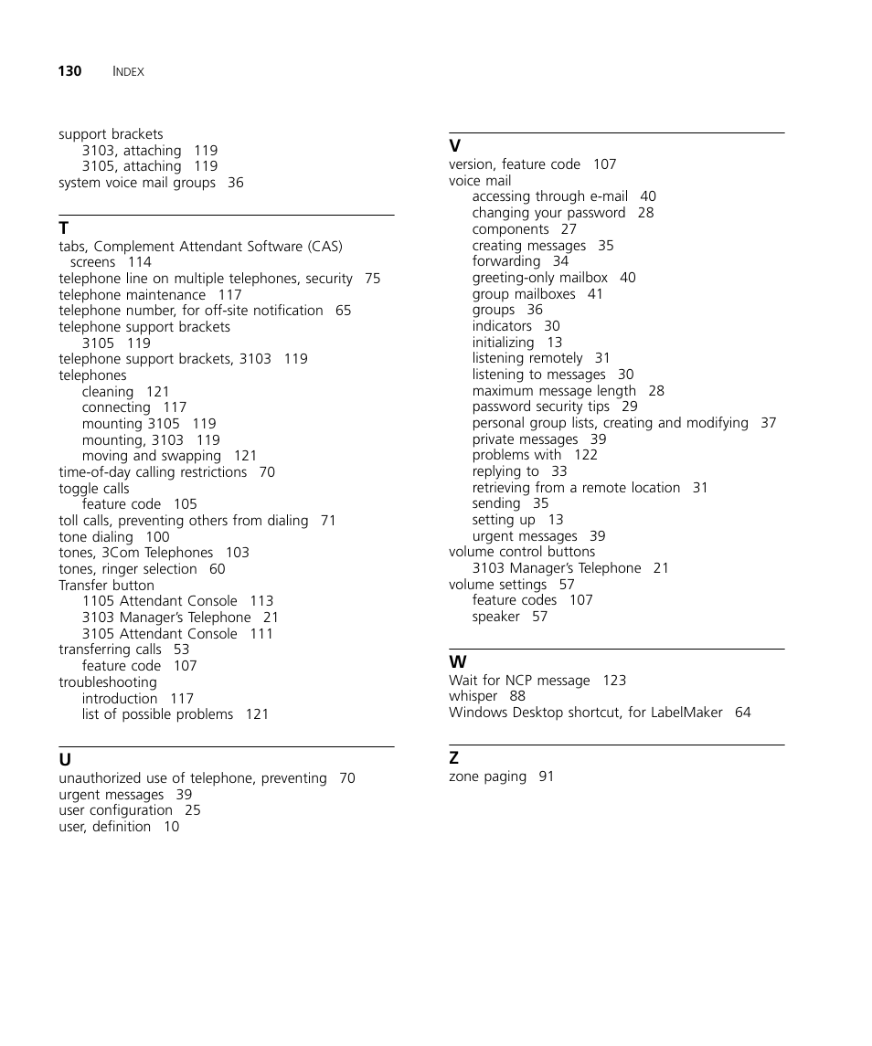 3Com NBX 900-0208 User Manual | Page 130 / 130