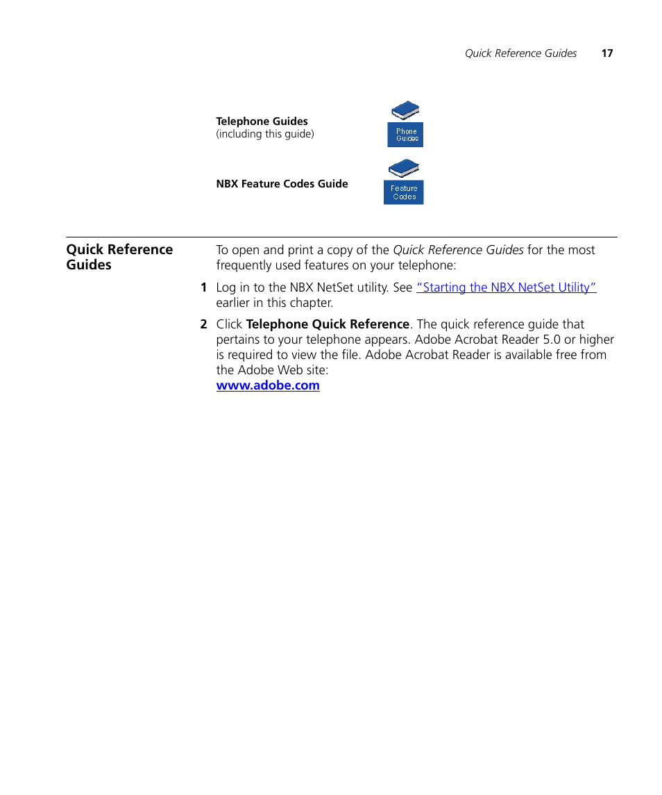 Quick reference guides | 3Com NBX 900-0208 User Manual | Page 17 / 130