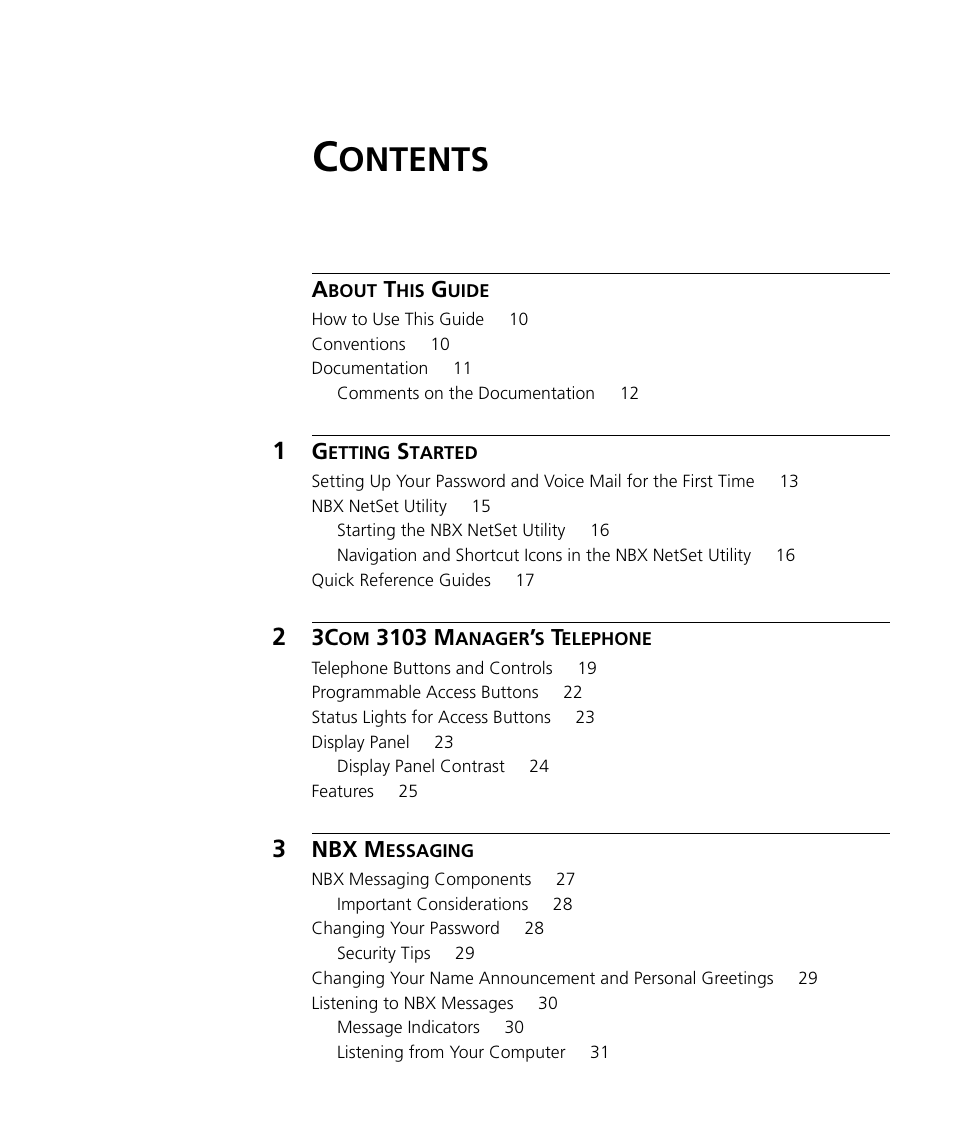 Ontents | 3Com NBX 900-0208 User Manual | Page 3 / 130