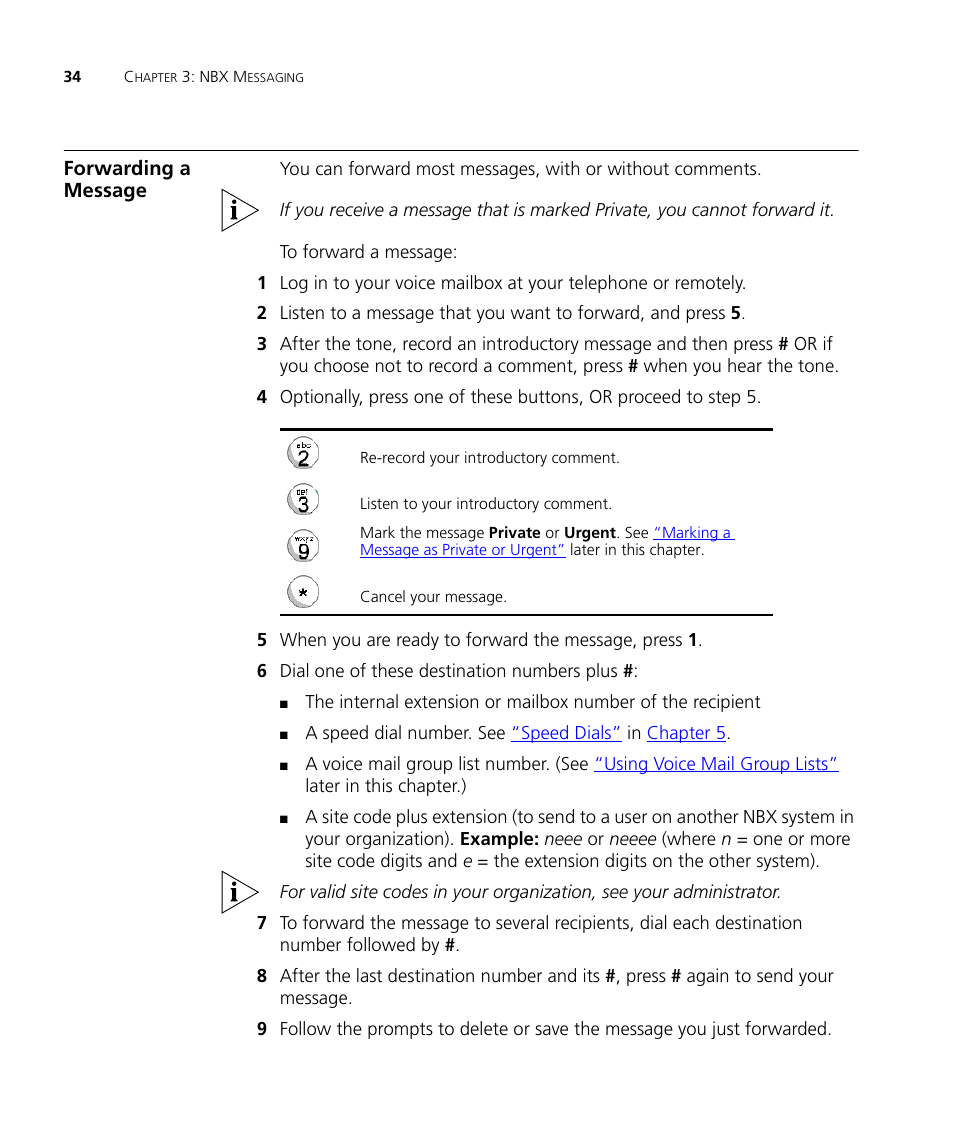 Forwarding a message | 3Com NBX 900-0208 User Manual | Page 34 / 130